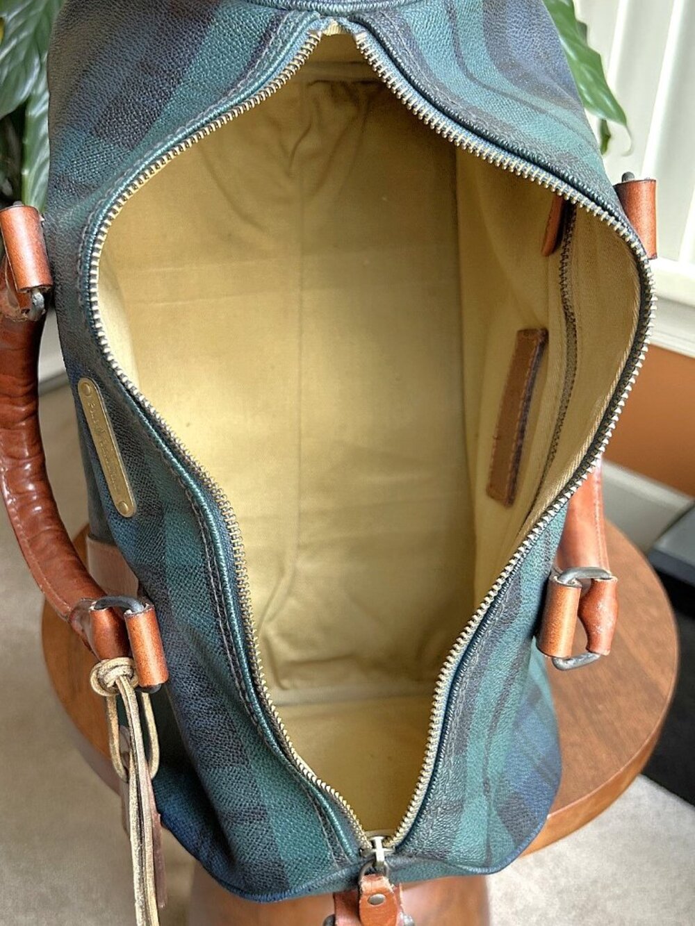 POLO RALPH LAUREN Tartan Plaid Boston Bag, Forest Green, Navy - Picture 8 of 15